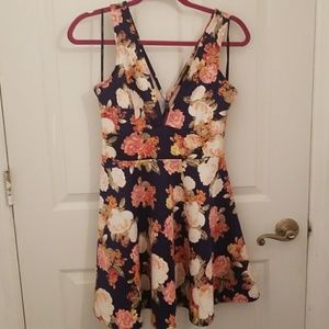 Navy floral print dress